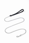 Kettenleine 115 cm/7 mm, Kette verchromt, Griff aus Leder