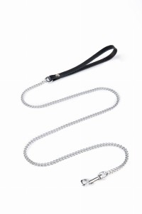 Kettenleine 115 cm/7 mm, Kette verchromt, Griff aus Leder