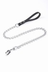 Kettenleine 100 cm/14 mm, Kette verchromt, Griff aus Leder