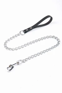 Kettenleine 100 cm/14 mm, Kette verchromt, Griff aus Leder