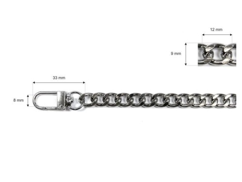 Łańcuszek do Torebki Dewizka 40cm Nikiel