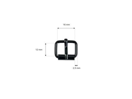 Klamra Sprzączka metalowa 16/12/2,5mm Czarny Mat 10szt
