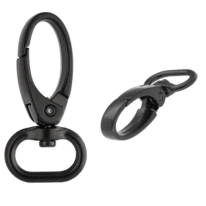 Karabinerhaken 16 x 47 mm, schwarz matt, 5 Stück