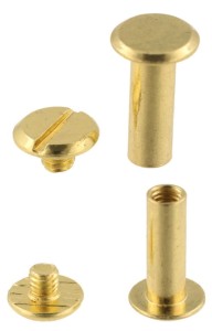 Schraubnieten, Niet mit Schraube, 10 mm, goldfarben, flach, 5 Stück