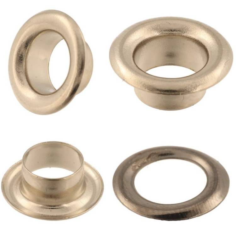 Oczka metalowe 6 mm krótkie – 100 szt + podkładki, kołnierz 11 mm