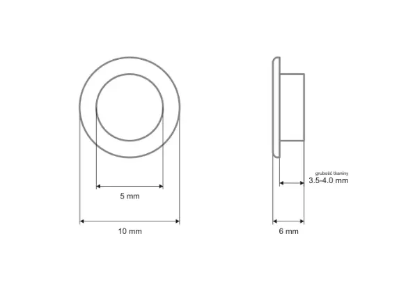 Oczka kaletnicze fi 5x10x6mm 100kpl