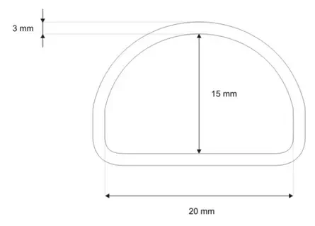 Półkole 20/15/3 mm Czarny mat 10szt Półkółko D-RING