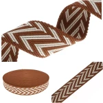 Trageband 38 mm, Baumwolle/Polyester, 5 m, Fischgrätmuster, Braun