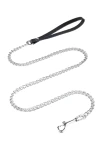 Kettenleine 118 cm/10 mm, Kette verchromt, Griff aus Leder