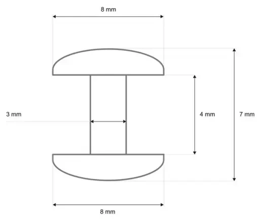 Nity Dwustronne 8x6mm Kaletnicze Czarny Mat 100 szt