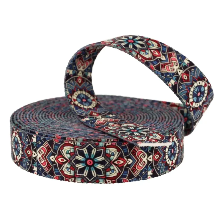 Taśma Nośna 25mm z Nadrukiem Sublimacyjnym ETNO MANDALA