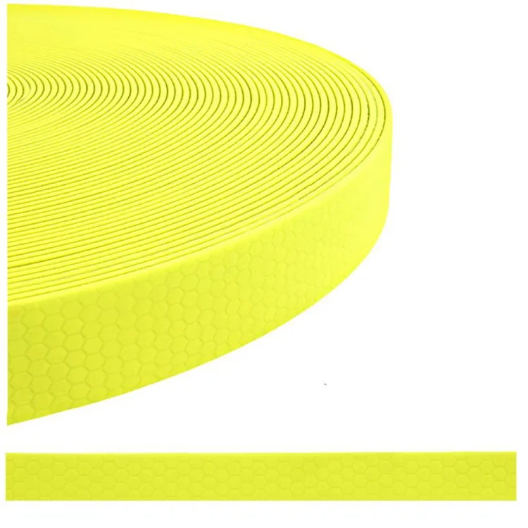 Taśma na Smycze Obroże Kantary 25mm PCV wodoodporna Hexa Neon Żółty