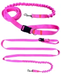 Hundeleine mit Stoßdämpfer, 280 cm, NEON-ROSA, verstellbar, sportlich