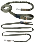 Hundeleine mit Stoßdämpfer, 280 cm, KHAKI, verstellbar, sportlich
