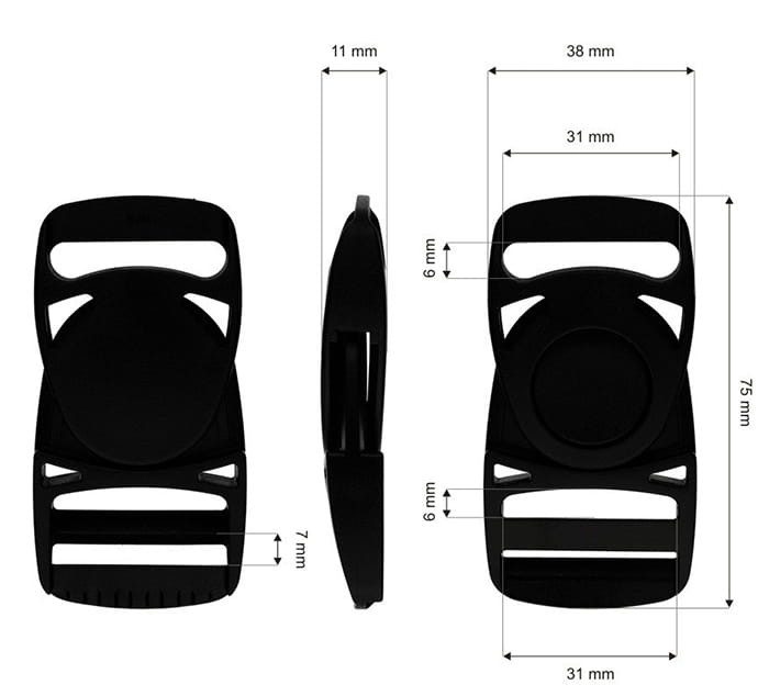 Klamra plastikowa 30mm Obrotowa Czarna 10szt
