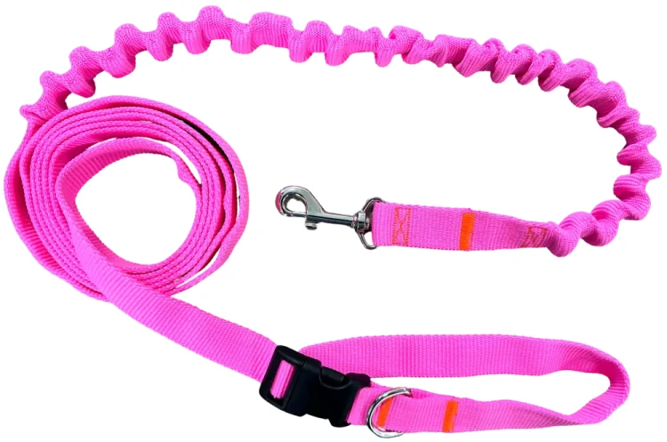 Smycz dla Psa z Amortyzatorem 380cm RÓŻ NEON Regulowana HandsFree Made in Poland