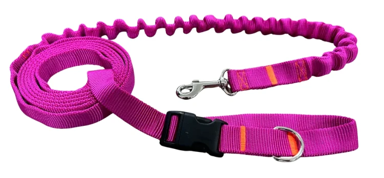 Smycz dla Psa z Amortyzatorem 380cm FUKSJA Regulowana HandsFree Made in Poland
