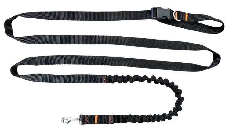 Smycz dla Psa z Amortyzatorem 480cm CZARNA Regulowana HandsFree Made in Poland