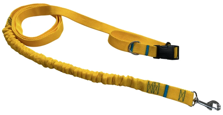 Smycz dla Psa z Amortyzatorem 380cm ŻÓŁTA Regulowana HandsFree Made in Poland