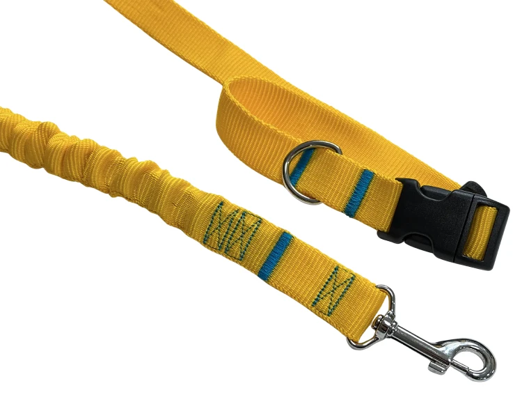 Smycz dla Psa z Amortyzatorem 380cm ŻÓŁTA Regulowana HandsFree Made in Poland