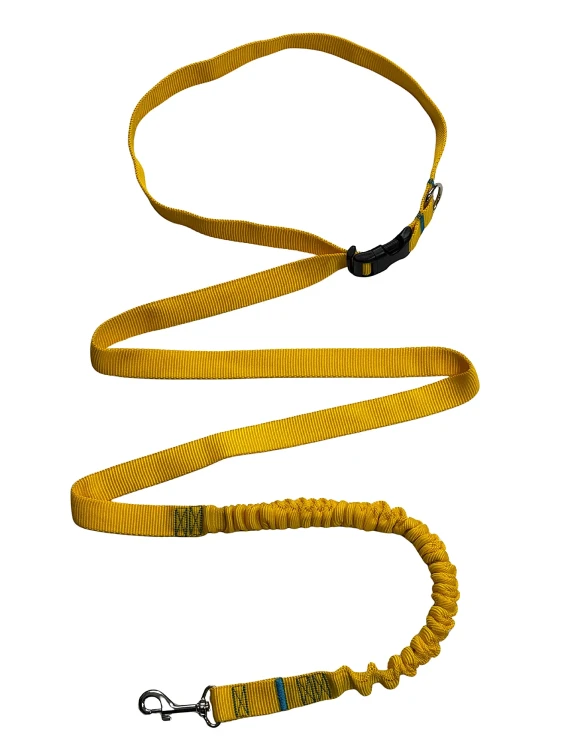 Smycz dla Psa z Amortyzatorem 480cm ŻÓŁTA Regulowana HandsFree Made in Poland