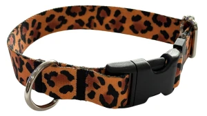 Hundehalsband 2,5 cm mit Schnalle, verstellbar, Panther-Motiv, zum Schließen