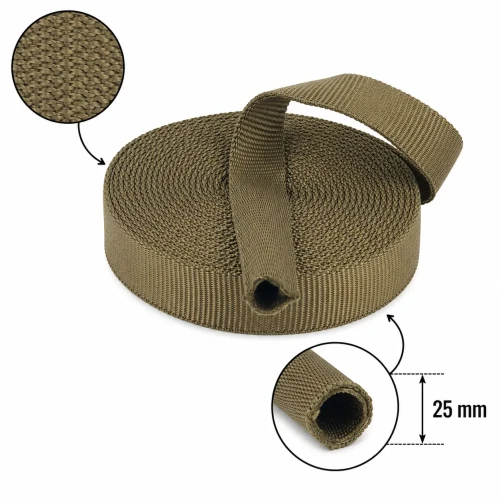 Taśma Rurowa 25mm Polipropylen Oliwka Khaki 5m