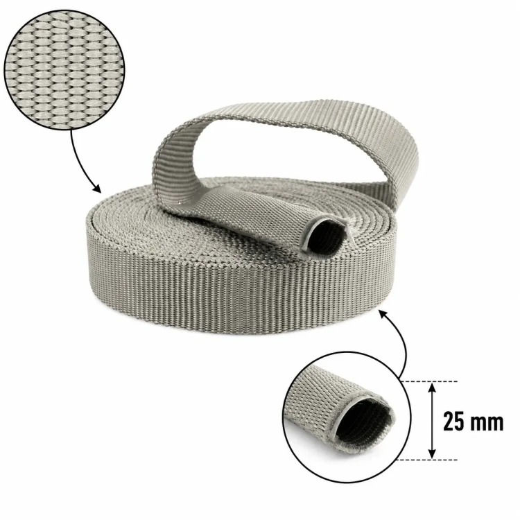 Taśma Rurowa 25mm Polipropylen Jasny Popiel 5mb Tunelowa