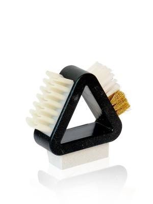 Szczotka 3w1 do zamszu i nubuku gumka, krep, mosiądz + nylon, trójkąt 6,5 cm