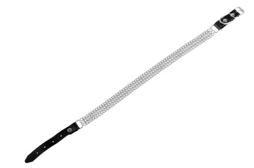 Obroża Skóra Łańcuch potrójny 52-60cm Srebrna