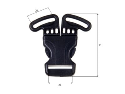 Klamra 3 -punktowa 25 mm plastik czarna – 5 szt.