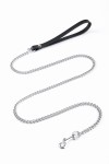 Kettenleine 115 cm/8 mm, Kette verchromt, Griff aus Leder