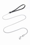 Kettenleine 115 cm/5 mm, Kette: Chrom, Griff: Leder