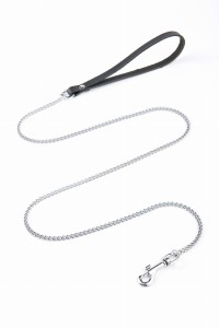 Kettenleine 115 cm/5 mm, Kette: Chrom, Griff: Leder