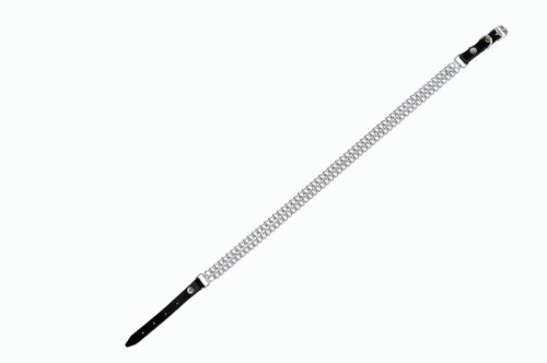 Obroża Skóra Łańcuch podwójny 50-56cm Srebrna